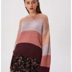 Sweter oversize w pasy - Wielobarwny. Swetry damskie Sinsay, s, bez wzorów, bez rękawów, bez kaptura. Za 69,99 zł.