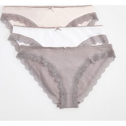 Bawełniane majtki 3 pack - Jasny szar. Szare majtki damskie Reserved, s, z bawełny. Za 39,99 zł.