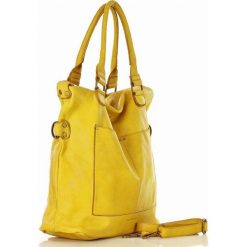 MARCO MAZZINI Torebka skórzana vintage shopper z dwoma kieszeniami pelle lavata żółty mustard. Żółte torby damskie na zakupy MAZZINI, w paski, ze skóry, vintage, bez dodatków. W wyprzedaży za 499,00 zł.