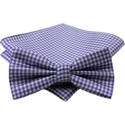 Fioletowa Męska Mucha w Drobną Kratę - ALTIES - z Taką Samą Poszetką MUALTStania0020. Fioletowe muszki męskie Alties, na imprezę, w paski, eleganckie. W wyprzedaży za 29,00 zł.