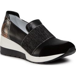 Sneakersy SIMEN - 2826A Czarny Boa. Czarne półbuty damskie Simen, bez wzorów, ze skóry, bez obcasa, na koturnie, bez zapięcia. Za 329,00 zł.