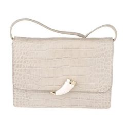 Torebki klasyczne damskie: Skórzana torebka w kolorze piaskowym – (S)24 x (W)17 x (G)6 cm