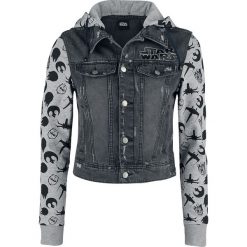 Star Wars May The Force Kurtka jeansowa damska czarny/szary. Czarne kurtki damskie jeansowe marki Star Wars, l, z aplikacjami, z kapturem. Za 244,90 zł.