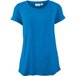 Shirt boxy, krótki rękaw bonprix lazurowy. Niebieskie koszulki damskie bonprix, bez wzorów, bez kołnierzyka, z krótkim rękawem. Za 29,99 zł.