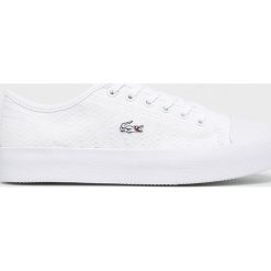 Lacoste - Tenisówki. Białe trampki i tenisówki damskie marki Lacoste, bez wzorów, z materiału, bez zapięcia. Za 369,90 zł.