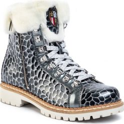 Trapery NEW ITALIA SHOES - 2015434/10 Black/Silver. Szare trapery damskie New Italia Shoes, ze skóry, bez obcasa, bez zapięcia. W wyprzedaży za 739,00 zł.