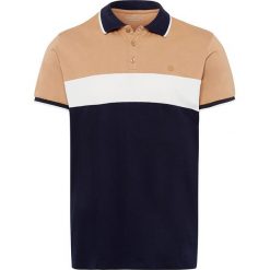 Koszulka polo w kolorze granatowo-beżowym. Brązowe koszulki męskie Cross Jeans, xl, z haftami, z bawełny, polo, bez rękawów. W wyprzedaży za 56,95 zł.