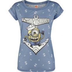 Minions Ahoy Buddie Koszulka damska wielokolorowy. Zielone t-shirty damskie marki Minions, xl, z nadrukiem, z dekoltem w łódkę. Za 54,90 zł.
