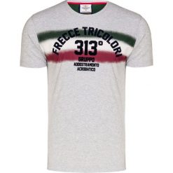 T-shirt AERONAUTICA MILITARE. Szare t-shirty męskie Aeronautica Militare, z nadrukiem, z bawełny, z okrągłym kołnierzem. W wyprzedaży za 189,00 zł.