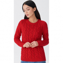 Sweter z warkoczami - Czerwony. Czerwone swetry klasyczne damskie marki House, l. Za 79,99 zł.