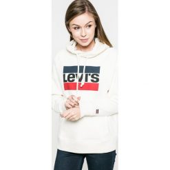 Levi's - Bluza. Białe bluzy damskie Levi's®, s, z nadrukiem, z bawełny, bez rękawów, z kapturem. W wyprzedaży za 179,90 zł.