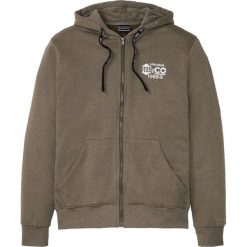 Bluza rozpinana z odblaskowymi elementami Slim Fit bonprix ciemnooliwkowy melanż. Zielone bluzy męskie bonprix, s, bez wzorów, z kapturem, bez rękawów, z kapturem. Za 109,99 zł.