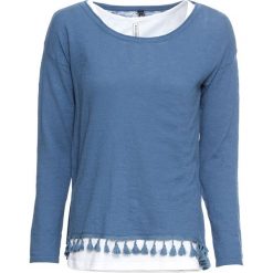 Sweter dzianinowy z topem bonprix niebieski dżins - biały. Niebieskie swetry damskie bonprix, bez wzorów, z dzianiny, bez rękawów, bez kaptura. Za 139,98 zł.