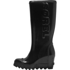 Buty zimowe damskie: Sorel JOAN RAIN WEDGE TALL GLOSS Kalosze black sea salt