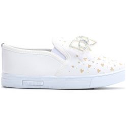 Białe Slip On Doll. Białe buty sportowe dziewczęce Born2be, z materiału, z okrągłym noskiem. Za 39,99 zł.