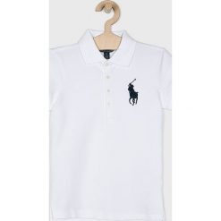 Polo Ralph Lauren - Top dziecięcy 128-176 cm. Białe bluzki dziewczęce Polo Ralph Lauren, z haftami, z elastanu, polo, z krótkim rękawem, krótkie, bez kaptura. W wyprzedaży za 239,90 zł.