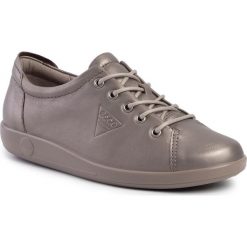 Półbuty ECCO - Soft 2.0 20650351147 Stone Metallic. Szare półbuty damskie ecco, bez wzorów, ze skóry, bez obcasa, na płaskiej podeszwie, bez zapięcia. Za 379,00 zł.