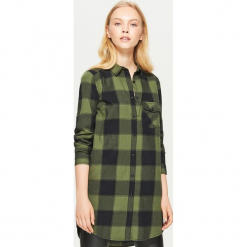 Koszulowa sukienka w kratę - Khaki. Brązowe sukienki Cropp, l, z koszulowym kołnierzykiem, koszulowe. Za 69,99 zł.