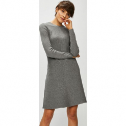 Vero Moda - Sukienka. Szare sukienki damskie Vero Moda, na co dzień, s, bez wzorów, z poliesteru, casualowe, z okrągłym kołnierzem, z długim rękawem, długie, mini, rozkloszowane. Za 169,90 zł.