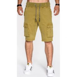 KRÓTKIE SPODENKI MĘSKIE BOJÓWKI P527 - MUSZTARDOWE. Białe bojówki męskie marki Ombre Clothing, z bawełny. Za 59,00 zł.