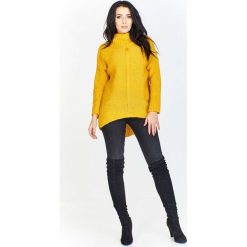 Sweter damski wełniany z golfem - zielony, xl. Zielone sukienki damskie e-margeritka.pl, xl, bez wzorów, z wełny, z golfem, z długim rękawem, długie, maxi. Za 139,99 zł.