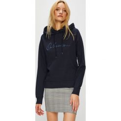 Vero Moda - Bluza Voyage. Niebieskie bluzy damskie z nadrukiem marki Vero Moda, s, z bawełny, z kapturem. W wyprzedaży za 79,90 zł.