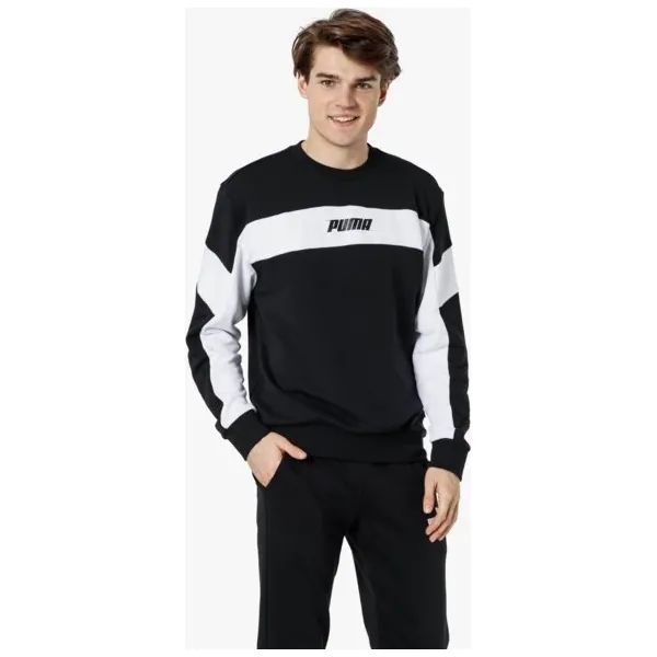Puma Bluza Rebel Crew Tr , czarny, rozmiar XL. Czarne bluzy męskie Puma, xl, bez wzorów, z bawełny, eleganckie, bez kołnierzyka, bez rękawów, bez kaptura. W wyprzedaży za 199,99 zł.