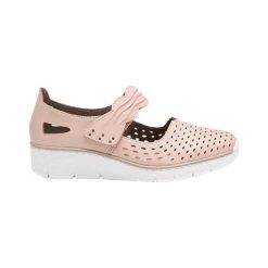 Rieker Buty różowy female różowy 40. Różowe koturny damskie Rieker, bez obcasa, na koturnie, bez zapięcia. Za 259,00 zł.