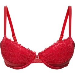 Biustonosz usztywniany bonprix czerwony. Czerwone biustonosze bonprix, w koronkowe wzory, z koronki. Za 37,99 zł.