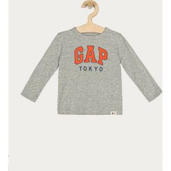 GAP - Longsleeve dziecięcy 74-110 cm. Niebieskie t-shirty chłopięce GAP, z aplikacjami, z dzianiny, z długim rękawem. Za 69,90 zł.