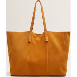 Mango - Torebka skórzana Chapas. Pomarańczowe shopper bag damskie Mango, z materiału, do ręki, duże, zamszowe. Za 159,90 zł.