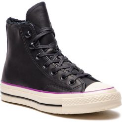Trampki CONVERSE - Chuck 70 Hi 162433C Black/Icon Violet. Czarne półbuty damskie marki Converse, bez wzorów, ze skóry, bez zapięcia. W wyprzedaży za 369,00 zł.
