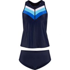 Tankini (2 części) bonprix ciemnoniebiesko-turkusowy. Niebieskie stroje kąpielowe damskie bonprix, bez wzorów. Za 89,99 zł.