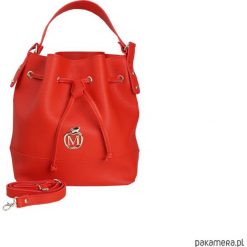 MANZANA stylowy worek torebka - czerwony. Czerwone torebki klasyczne damskie Pakamera, w paski, ze skóry ekologicznej, eleganckie, na ramię, bez dodatków. Za 159,00 zł.