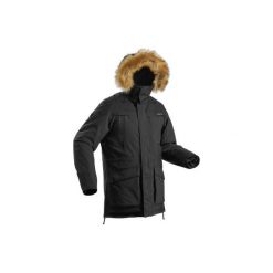 Kurtka SH500 Ultra-Warm męska. Czarne kurtki męskie QUECHUA, na zimę, xl, bez wzorów, z poliesteru, długie, bez kaptura. Za 399,99 zł.