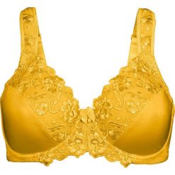 Biustonosz "minimizer" bonprix żółty szafranowy. Żółte biustonosze bonprix, z haftami. Za 54,99 zł.