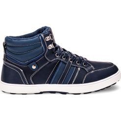 Trampki męskie: BUTY MĘSKIE TRAMPKI WYSOKIE T182 – GRANATOWE