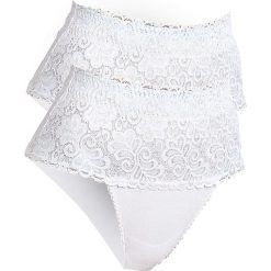 Figi wyszczuplające bonprix biały. Białe majtki damskie wyszczuplające bonprix, w koronkowe wzory, z koronki. Za 65,98 zł.