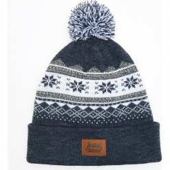 Wzorzysta czapka z pomponem - Granatowy. Niebieskie czapki męskie marki Cropp. Za 39,99 zł.