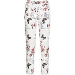 Spodnie Loose Fit bonprix biały z nadrukiem. Białe spodnie damskie bonprix. Za 149,99 zł.