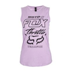 FOX Koszulka Bez Rękawów Damska Throttle Maniac Muscle L Fioletowy. Fioletowe koszulki damskie marki FOX, l, bez wzorów, bez kołnierzyka, bez rękawów. W wyprzedaży za 81,00 zł.