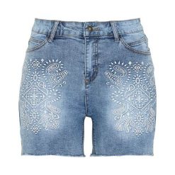 Cellbes Dżinsowe szorty z haftem błękitny denim female niebieski 40. Niebieskie szorty damskie Cellbes, z haftami, z denimu. Za 159,00 zł.