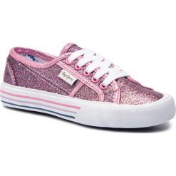Tenisówki PEPE JEANS - Baker Glitter PGS30382 Fuchsia 357. Różowe trampki dziewczęce Pepe Jeans, z aplikacjami, z jeansu, na sznurówki. W wyprzedaży za 129,00 zł.