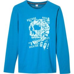 Shirt chłopięcy z długim rękawem bonprix niebieski oceaniczny. Niebieskie t-shirty chłopięce bonprix, z nadrukiem, z długim rękawem. Za 27,99 zł.