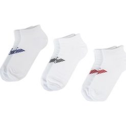 Zestaw 3 par niskich skarpet męskich EMPORIO ARMANI - 300008 9A234 60210 Bianco/Biano/Bianco. Białe skarpetki męskie z elastanu. W wyprzedaży za 79,00 zł.