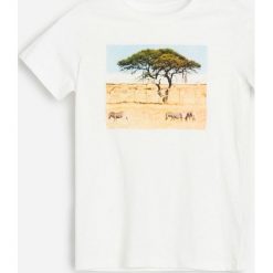 T-shirt z nadrukiem i napisem 3d -. T-shirty damskie Reserved, z nadrukiem, bez kołnierzyka. Za 29,99 zł.
