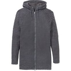 Sweter rozpinany z kapturem bonprix szary łupkowy. Szare swetry męskie bonprix, s, bez wzorów, z bawełny. Za 109,99 zł.