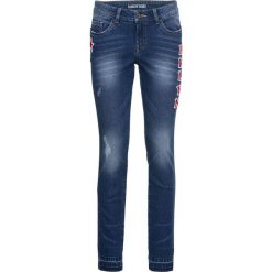 Dżinsy Skinny z haftem, w krótszej długości bonprix niebieski "stone”. Niebieskie jeansy damskie bonprix, z haftami, z jeansu. Za 59,99 zł.