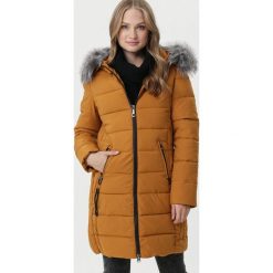 Camelowa Kurtka Sassafras. Brązowe kurtki damskie Born2be, na zimę, s, bez wzorów, długie, z kapturem. Za 249,99 zł.
