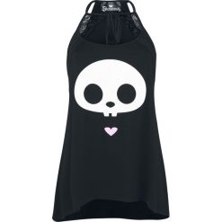 Skelanimals Skel Face Top damski czarny. Czarne topy damskie marki Skelanimals, l, z nadrukiem, z okrągłym kołnierzem. Za 62,90 zł.